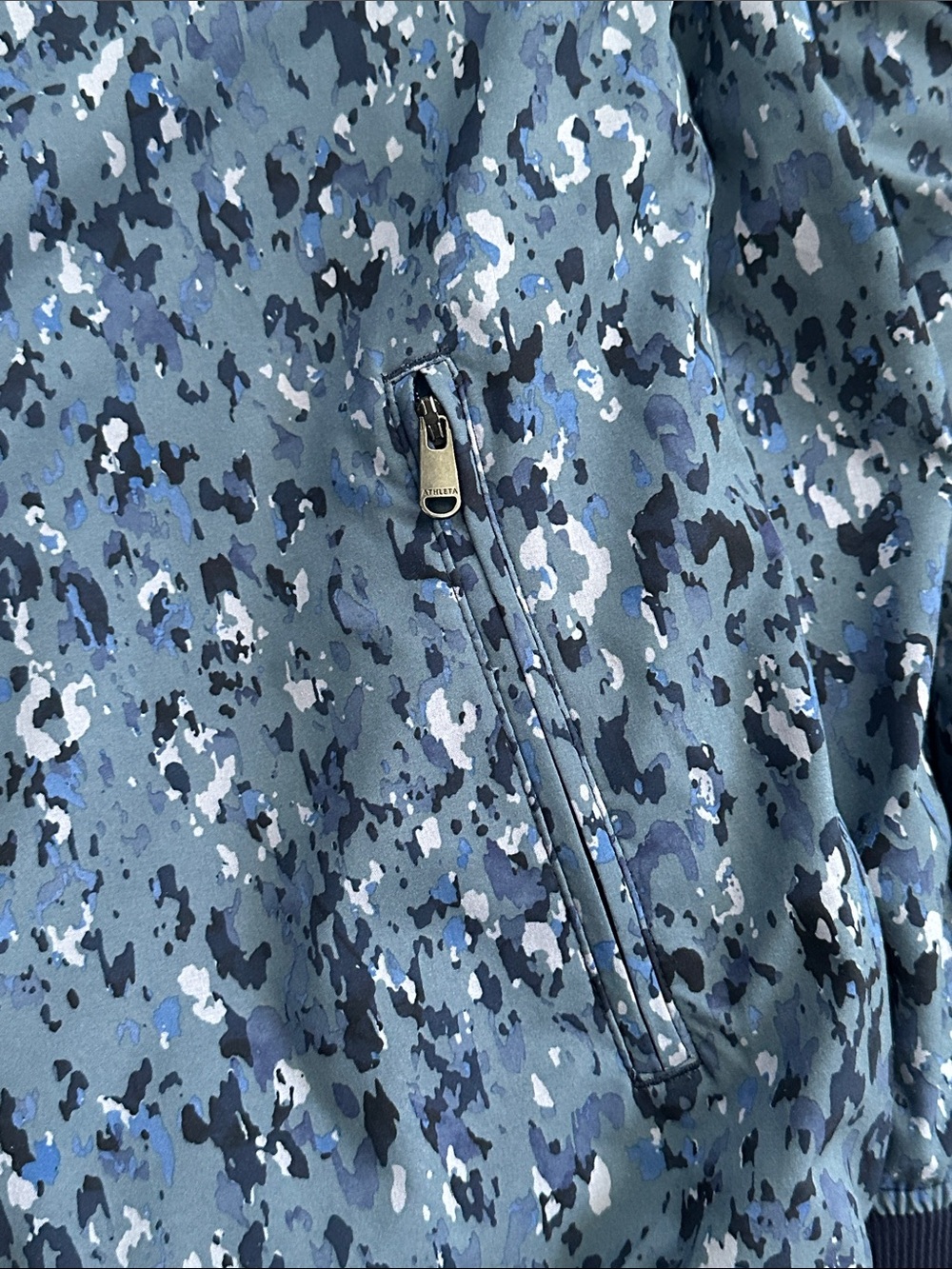 Athleta Navy Blue Camo-Print Bomber Jacket - Picture 7 of 7